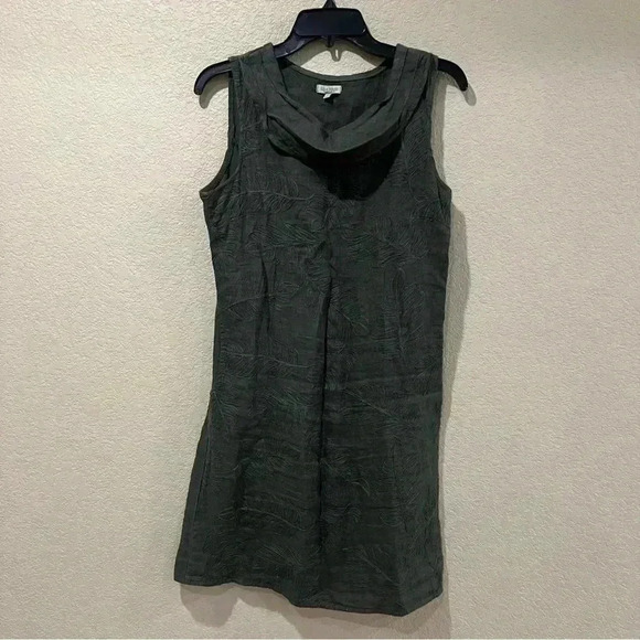 Lina Tomei Green Embroidered 100% Linen Sleeveless Dress Women’s Size Small. - Picture 1 of 16